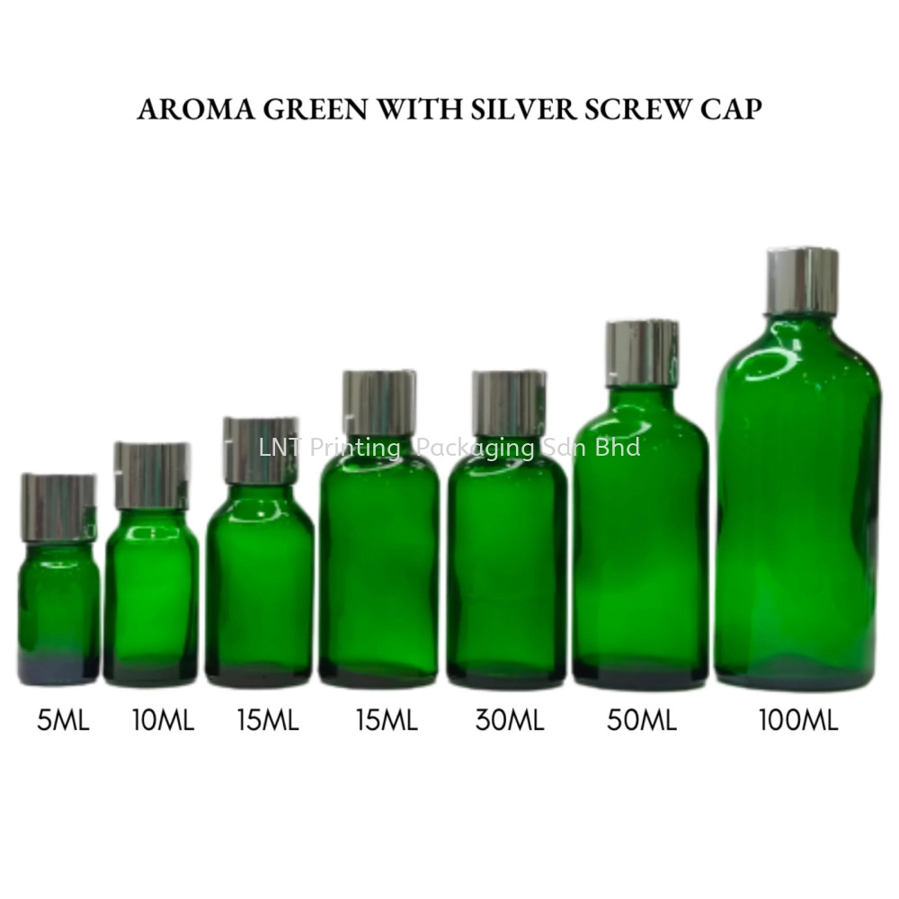 Aroma Green Bottle Silver Screw Cap