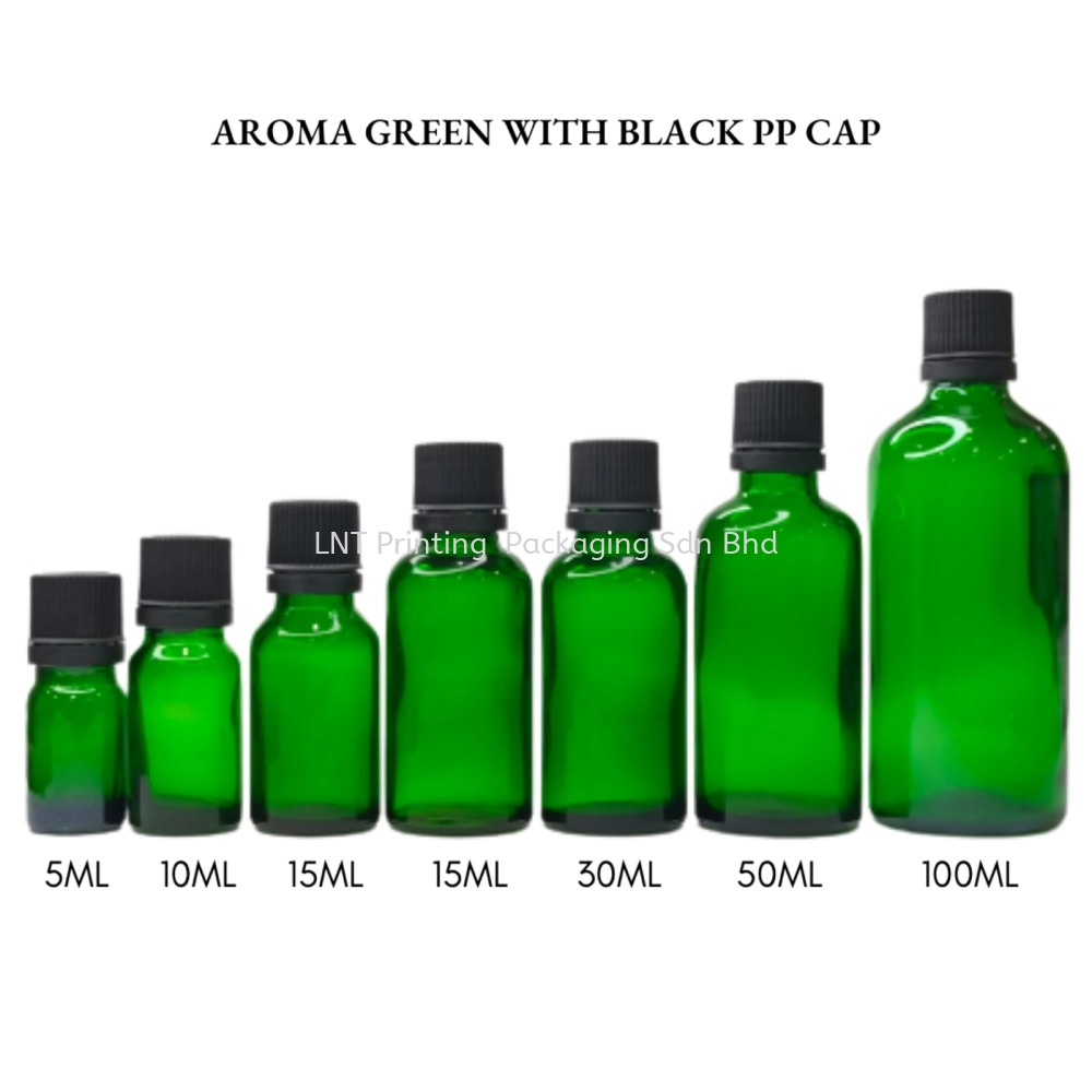 Aroma Green Bottle with PP Black Cap