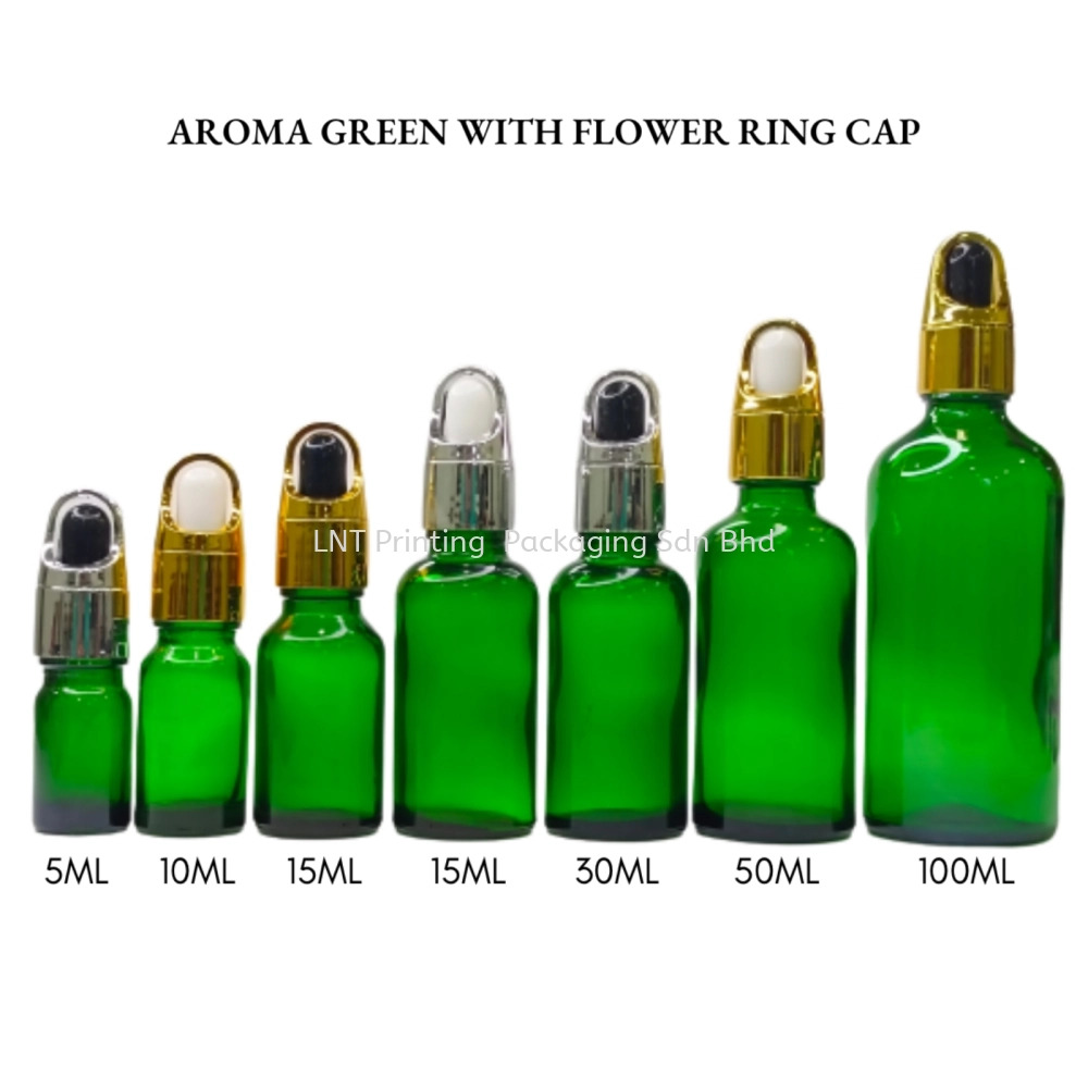 Aroma Green Bottle with Flower Ring Cap