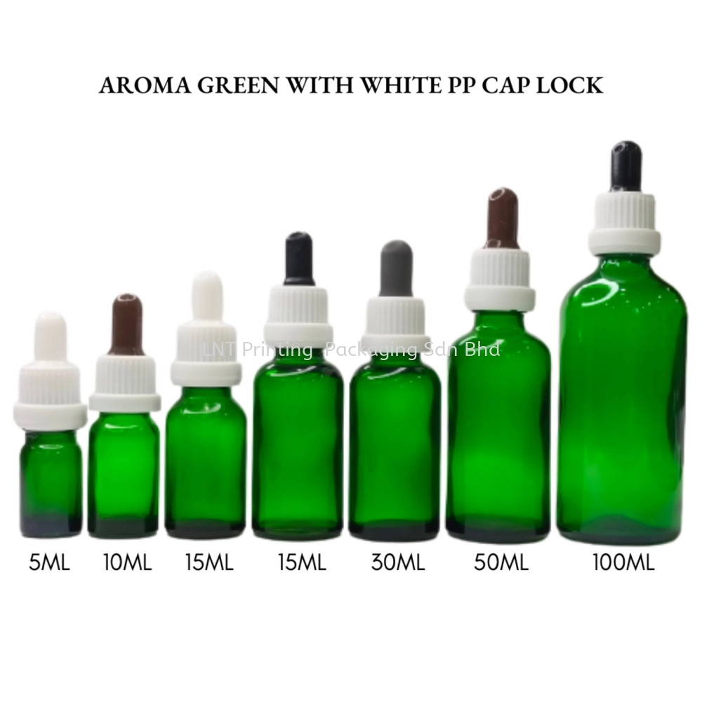 Aroma Green Bottle with PP White Cap (LOCK)