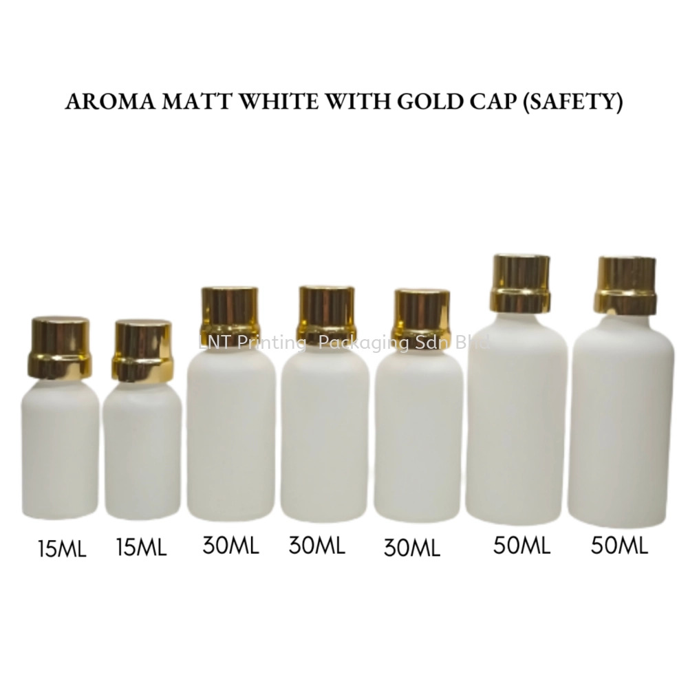 Aroma Matt White Bottle with Gold Cap (SAFETY)