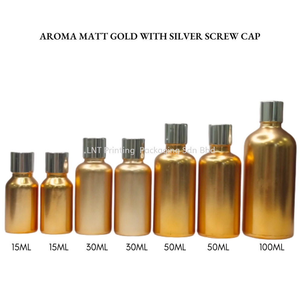 Aroma Matt Gold Bottle with Silver Screw Cap
