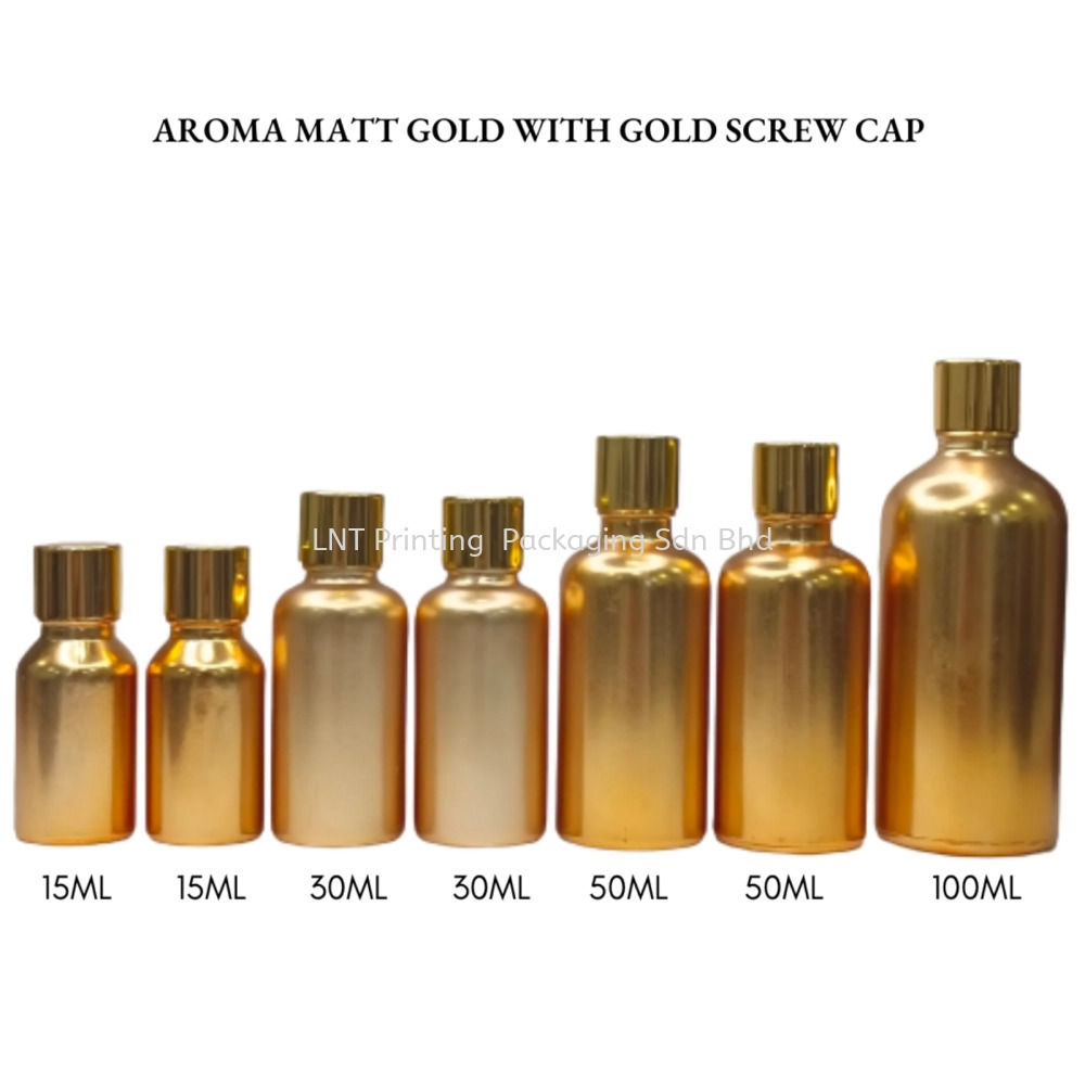 Aroma Matt Gold Bottle with Gold Screw Cap