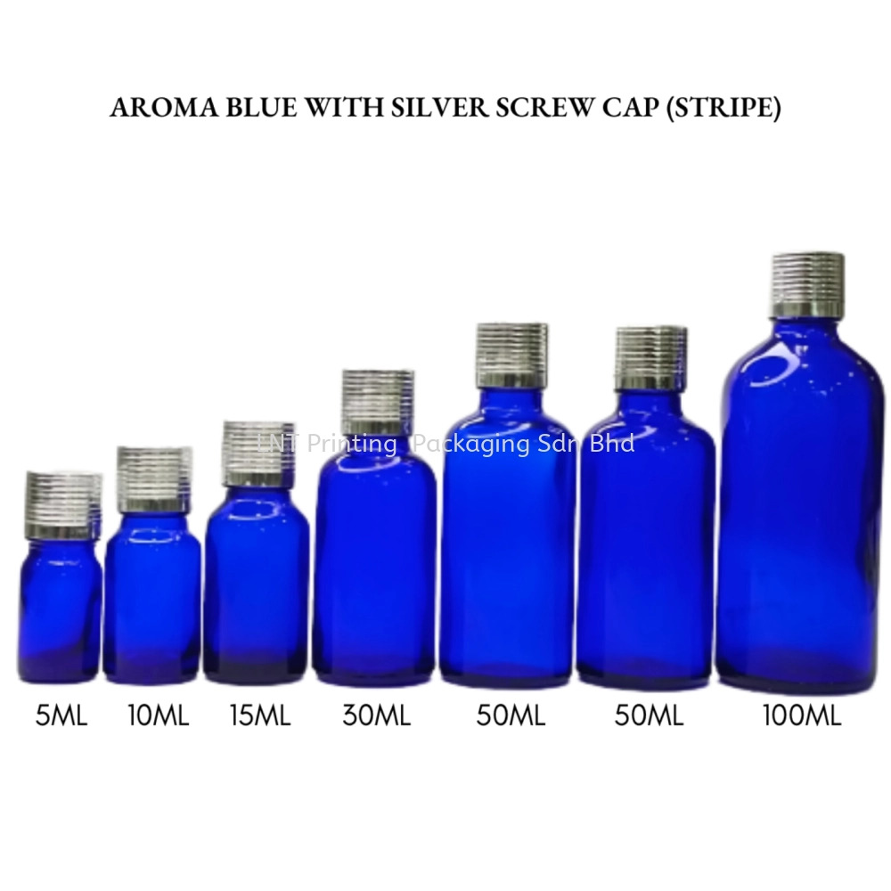 [Aroma Blue] Aroma Blue Bottle with Silver Screw Cap (STRIPE)
