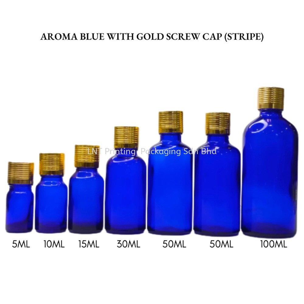 [Aroma Blue] Aroma Blue Bottle with Gold Screw Cap (STRIPE)