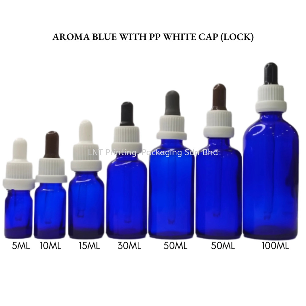 Aroma Blue Bottle with PP White Cap (LOCK)