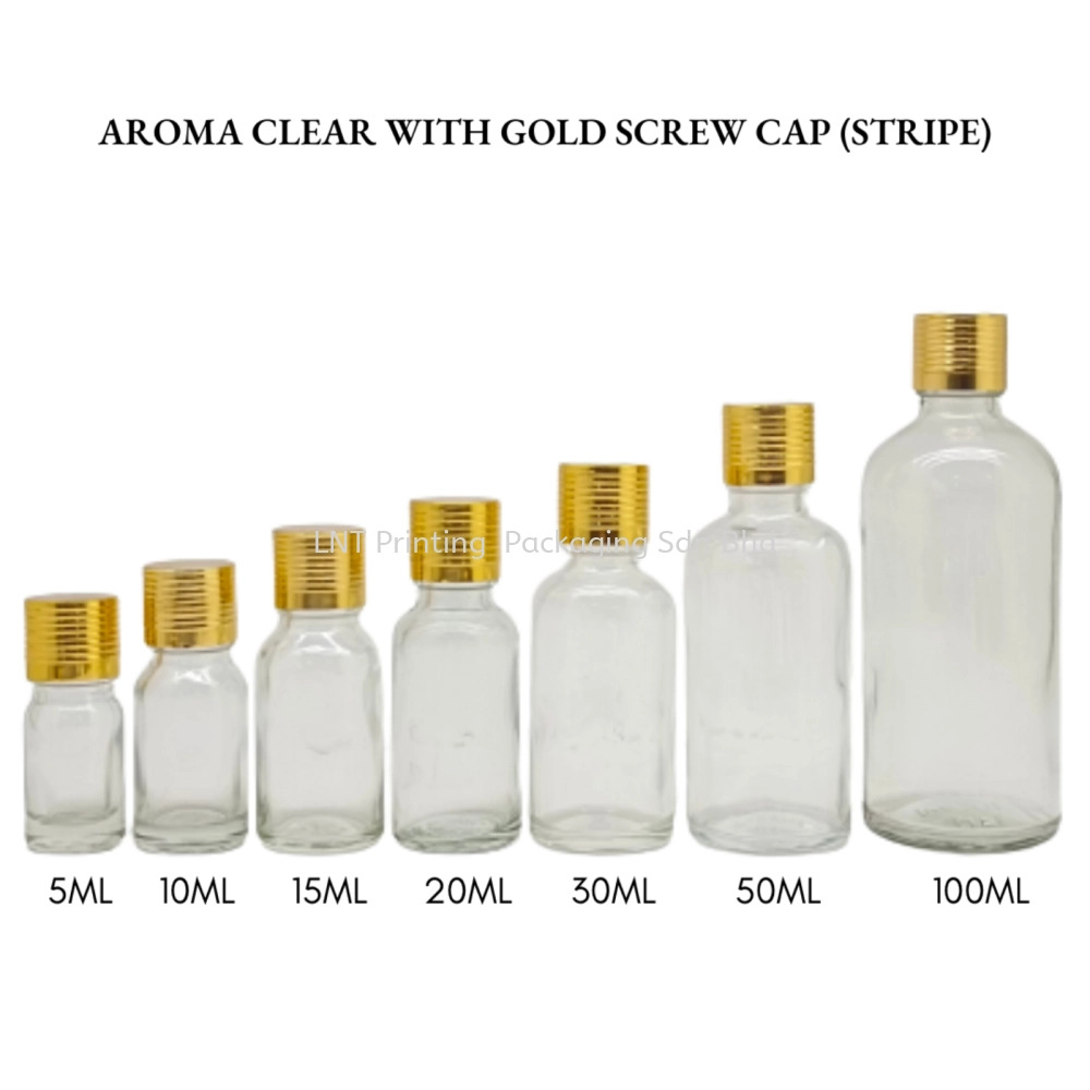 Aroma Clear Bottle with Gold Screw Cap (STRIPE)
