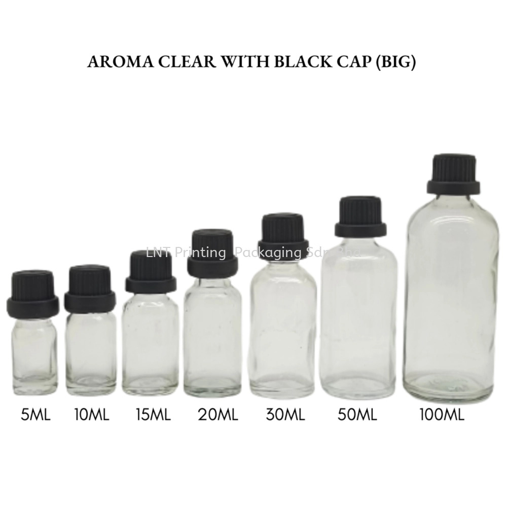 Aroma Clear Bottle with Black Cap (BIG)