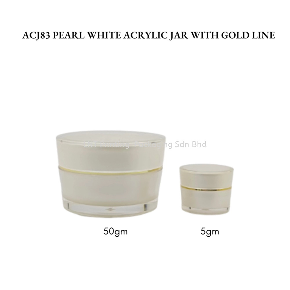 ACJ83 PEARL WHITE ACRYLIC JAR, PEARL WHITE CAP GOLD LINE