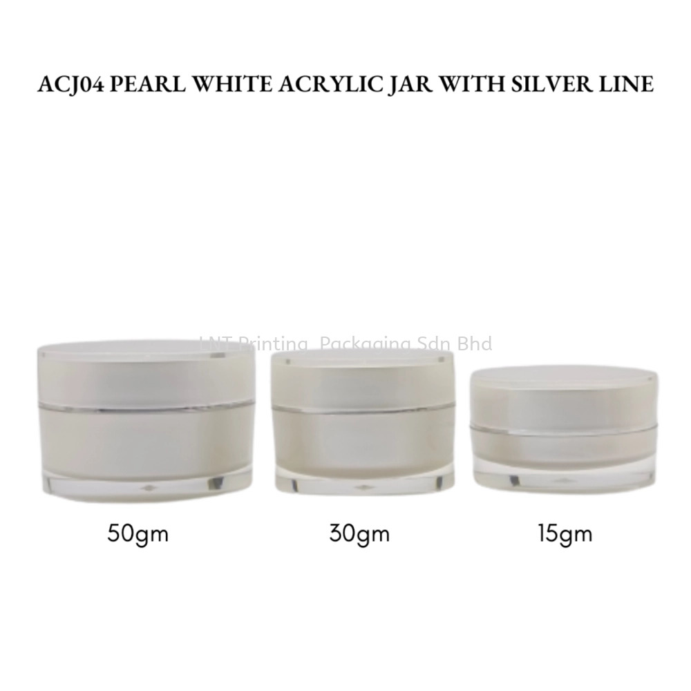 ACJ04 PEARL WHITE ACRYLIC JAR WITH SILVER LINE