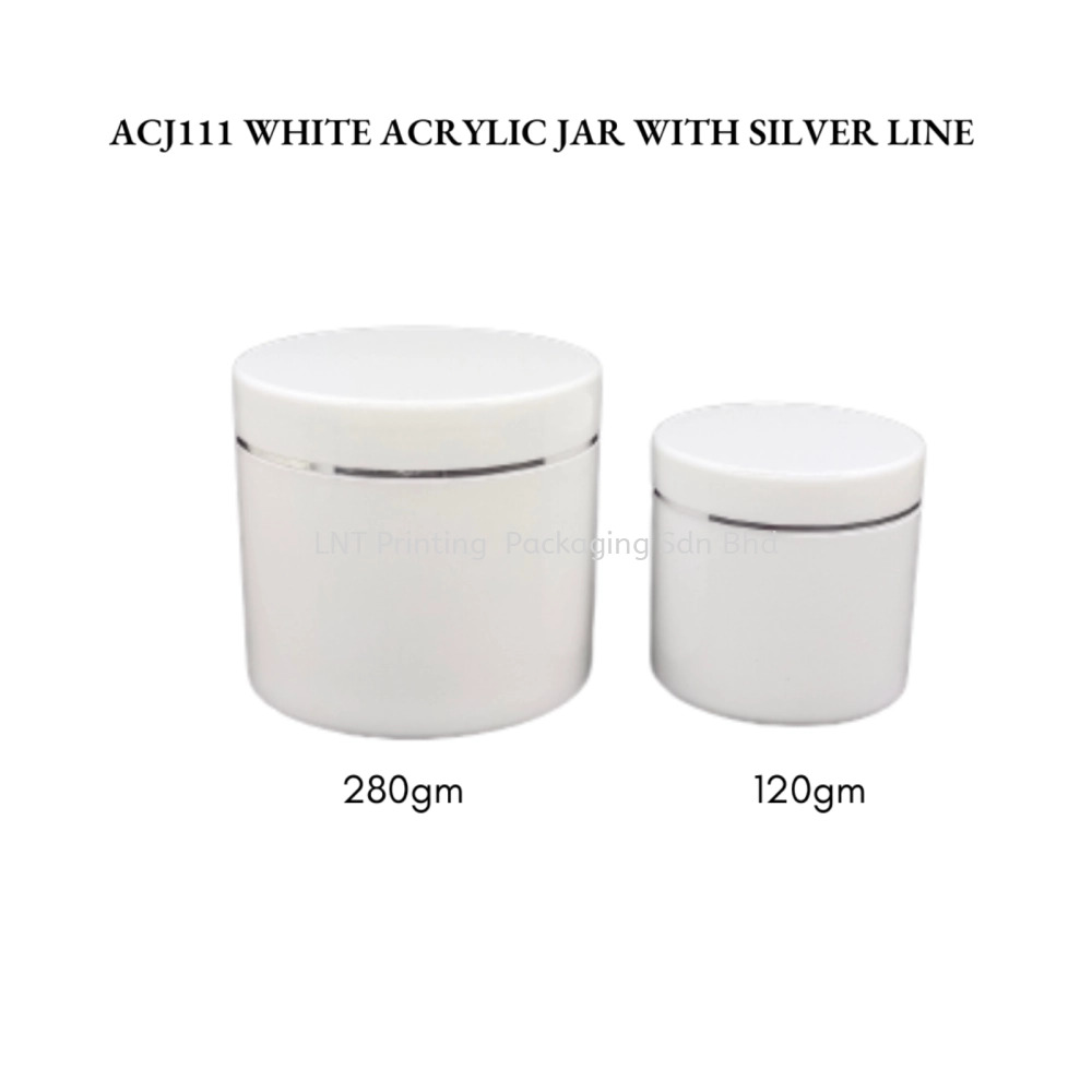 ACJ111 WHITE SILVER LINE ACRYLIC JAR
