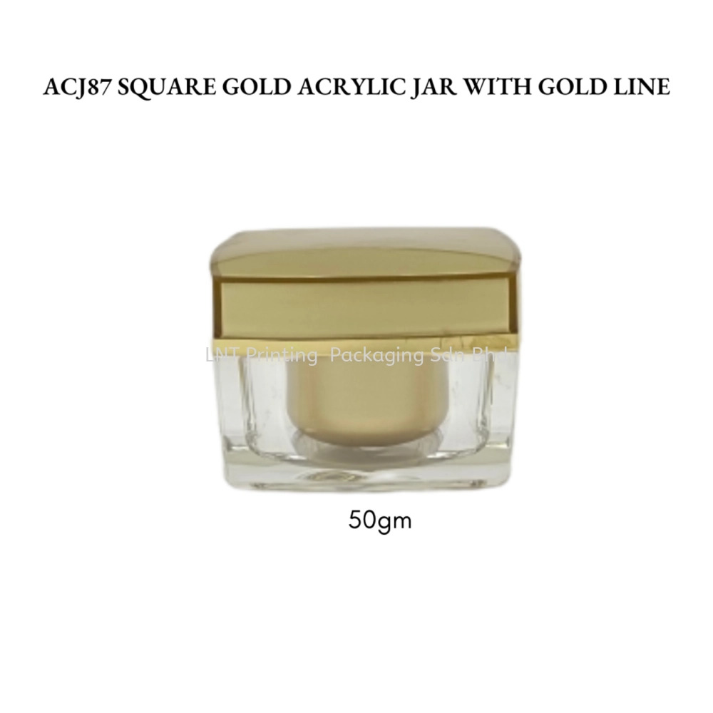 ACJ87 50GM SQUARE GOLD ACRYLIC JAR