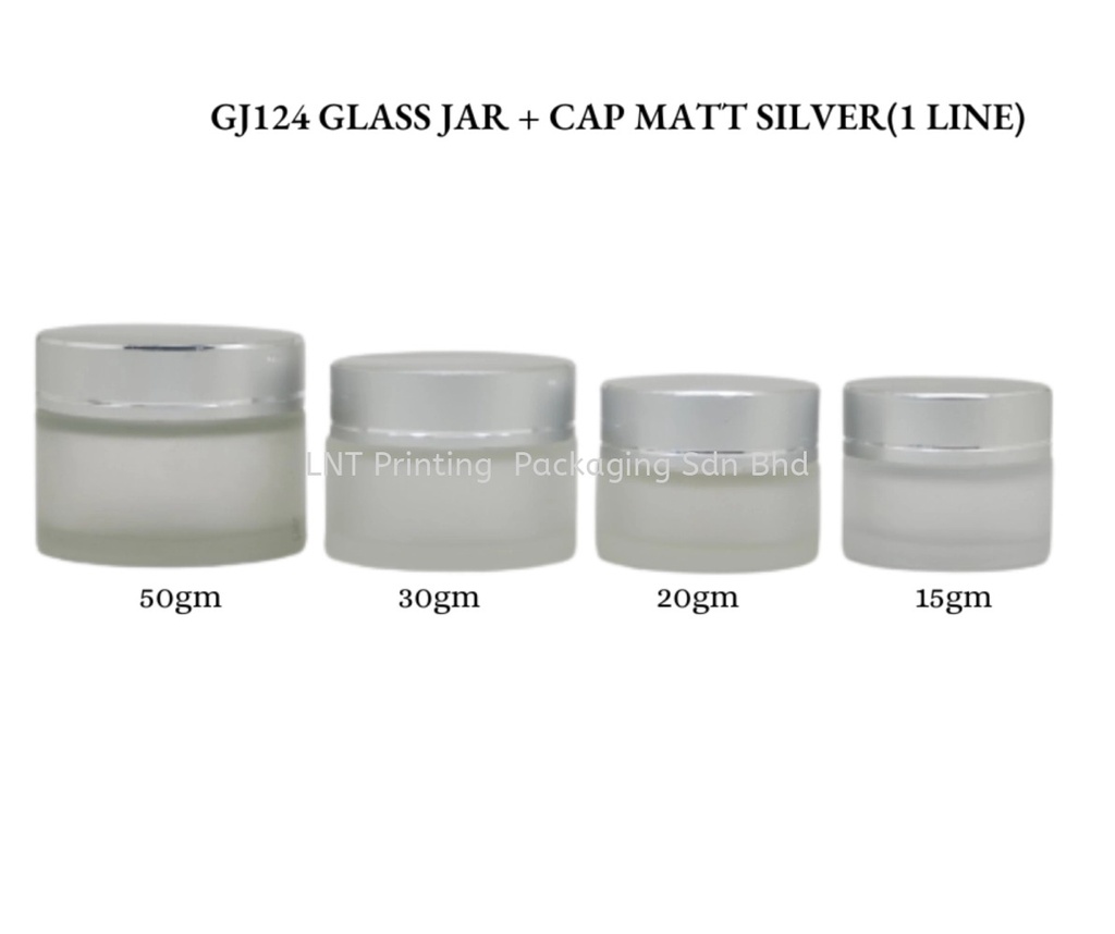 [Glass Jar] GJ124 GLASS JAR WITH LIGHT SILVER CAP (1LINE)