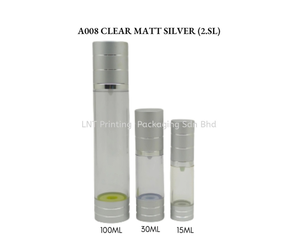 [Airless Bottle] A008 Clear Matt Silver (2Silver Line) Cap
