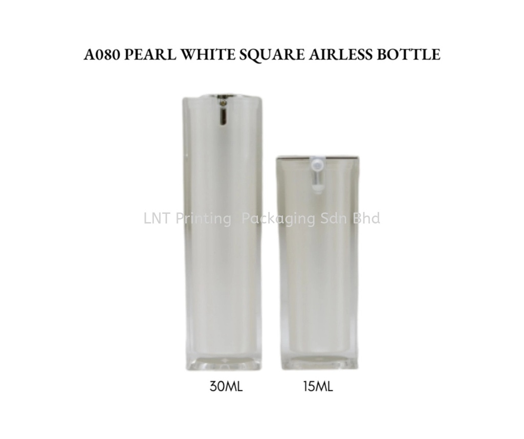 A080 PEARL WHITE SQUARE AIRLESS BOTTLE