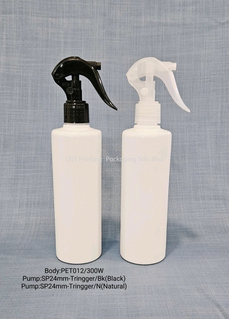 300ml White Pet Bottle + Trigger Spray