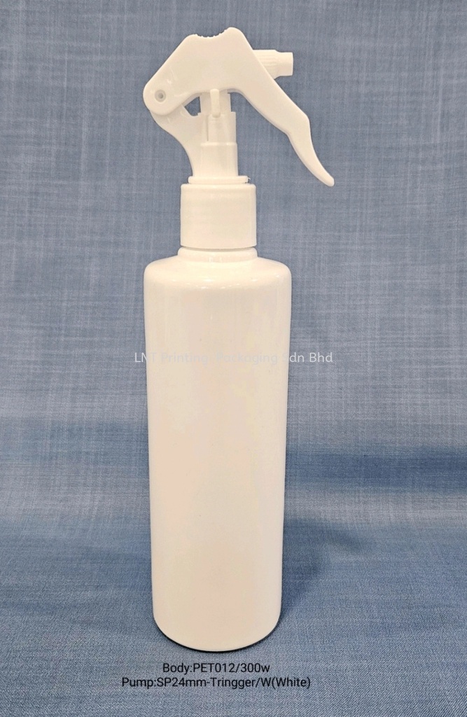 300ml White Pet Bottle + Trigger Spray