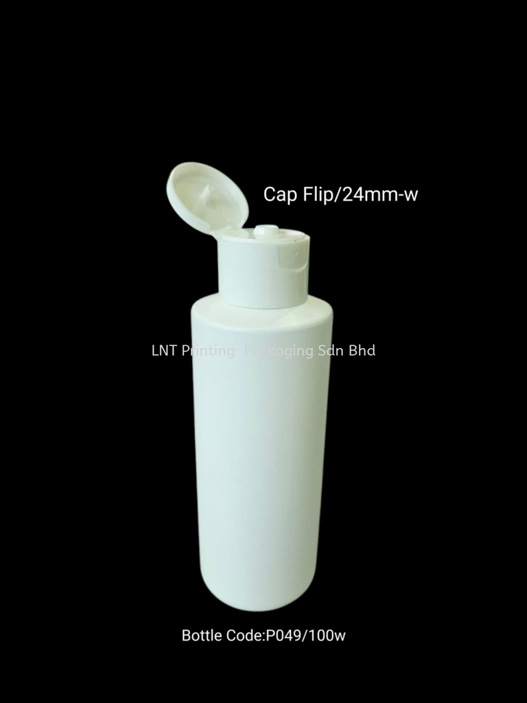 100ml White Bottle with white flip cap