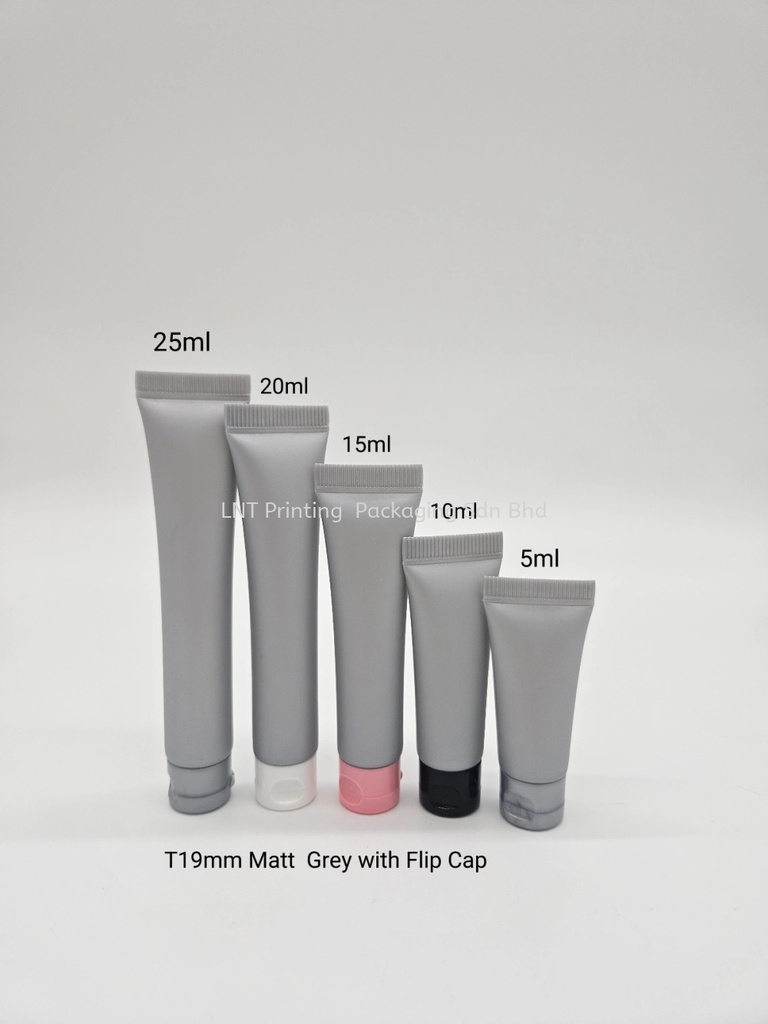 [T19MM Grey Soft Tube] T19mm Matt Grey soft tube with Glossy Flip cap