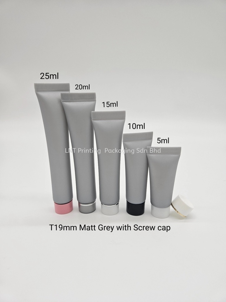 [T19MM Grey Soft Tube] T19mm Matt Grey soft tube with Gloss Screw cap