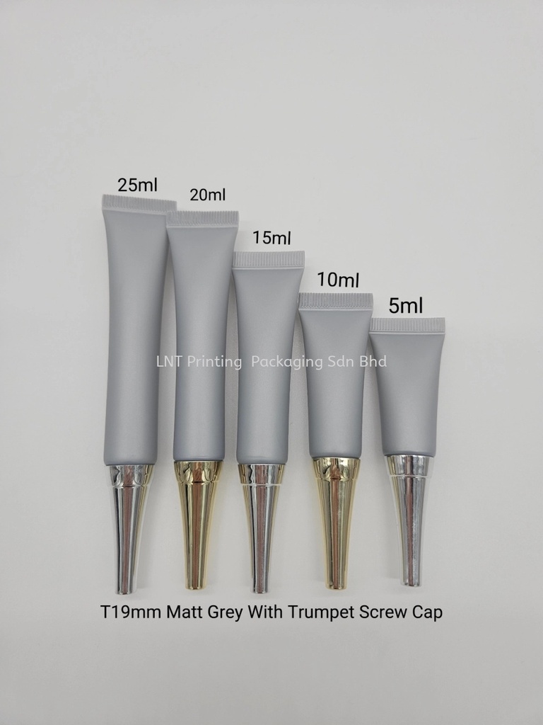 [T19MM Grey Soft Tube] T19mm Matt Grey soft tube with Trumpet Screw cap