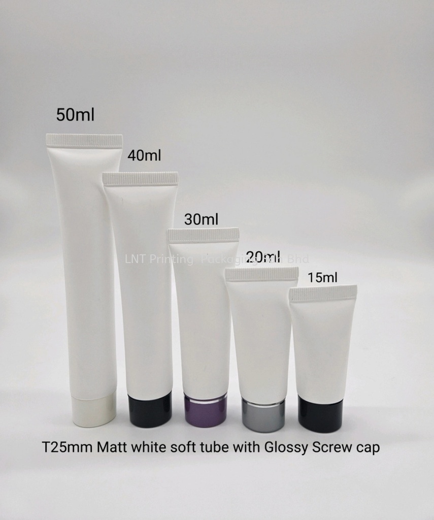 [T25mm Matt White Soft Tube] T25mm Matt White soft tube with Glossy Screw Cap