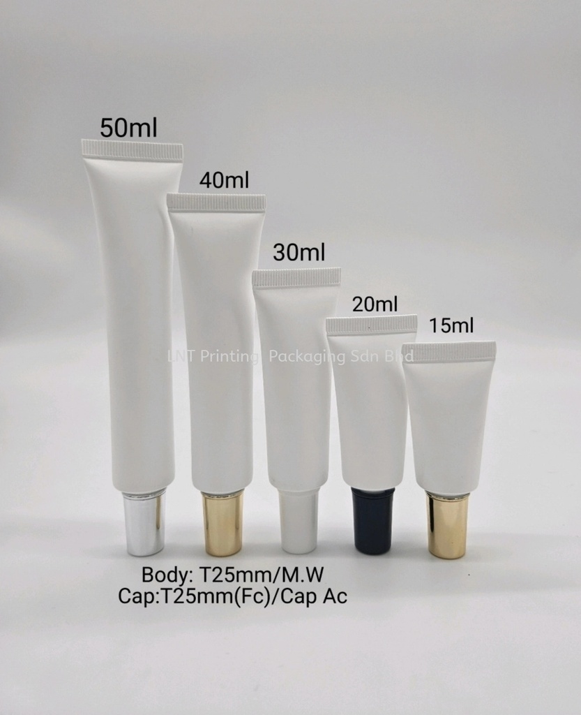 [T25mm Matt White Soft Tube] T25mm Matt White soft tube with Long Screw Cap