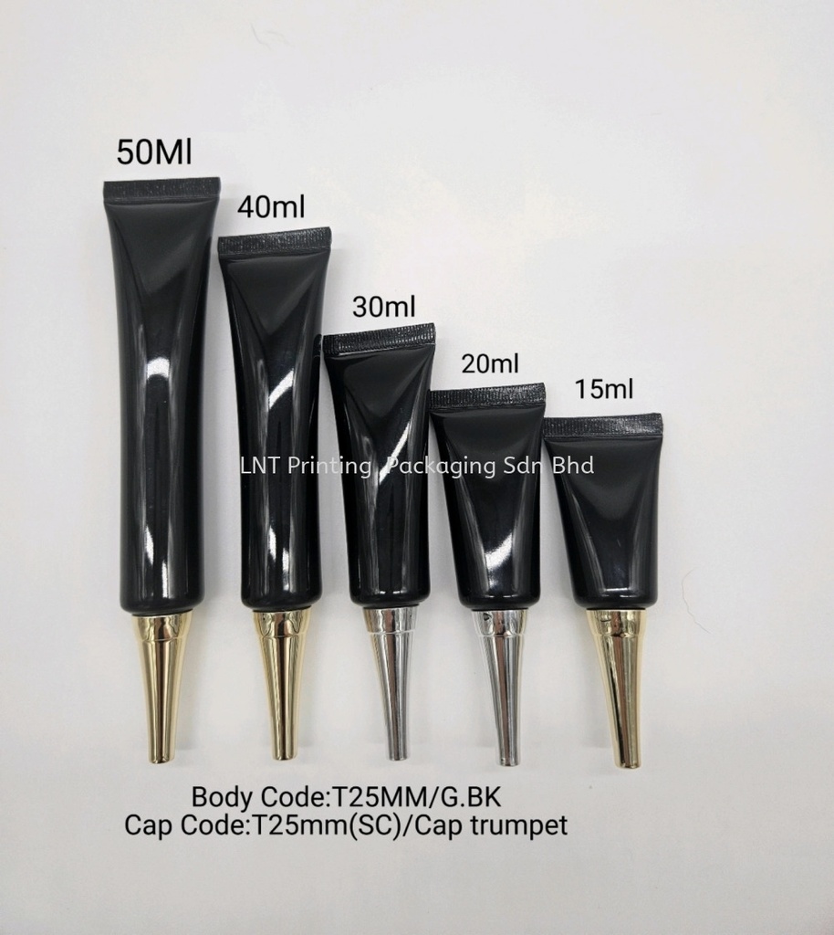 [T25MM Black Soft Tube] T25mm Glossy Black with Trumpet Screw cap