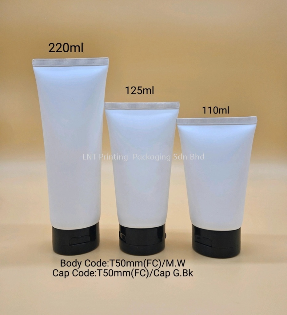 T50mm Matt White Soft tube with Glossy Black Flip cap