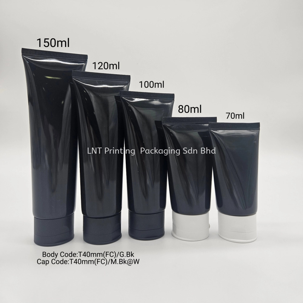[T40MM GLOSSY BLACK] T40mm Glossy Black soft tube with matt Flip cap