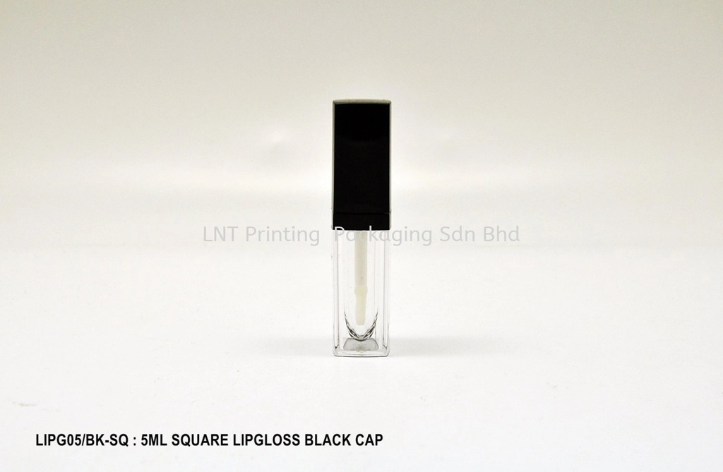LIPG05/BK-SQ: 5ML SQUARE LIPGLOSS BLACK CAP