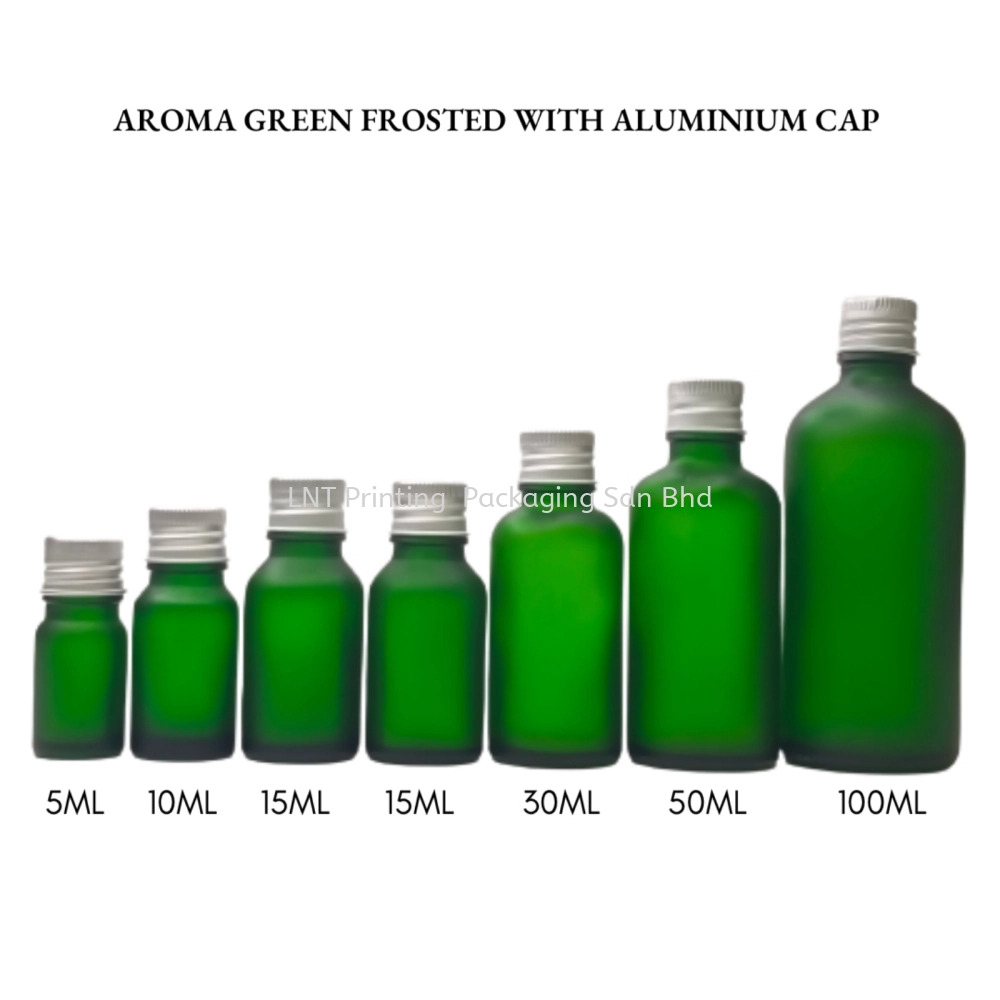 Aroma Green Frosted Bottle Aluminium Cap