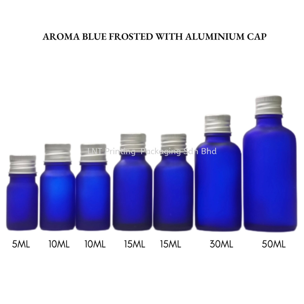 Aroma Blue Frosted Bottle with Aluminium Cap