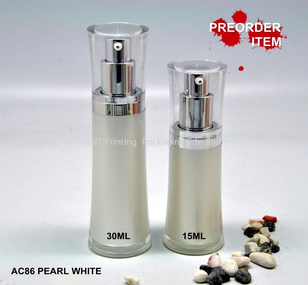[Acrylic Bottle] AC86 PEARL WHITE ACRYLIC BOTTLE WITH LIGHT SILVER PUMP