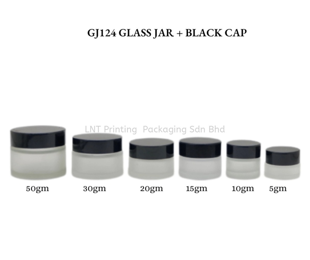 [Glass Jar] GJ124 FROSTED GLASS JAR BLACK CAP
