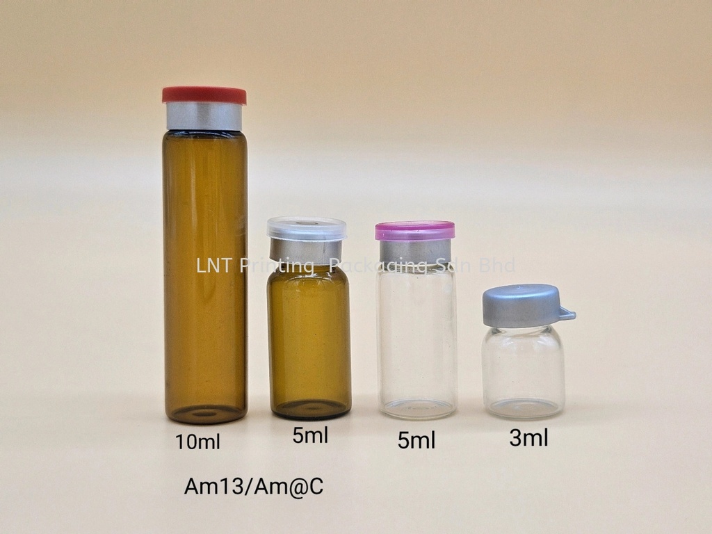 AMBER AND CLEAR AMPOULE GLASS BOTTLE