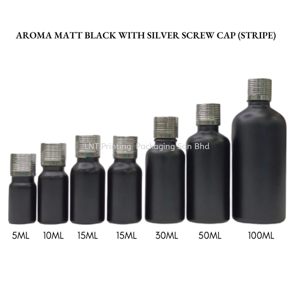 Aroma Matt Black Bottle with Silver Screw Cap (STRIPE)