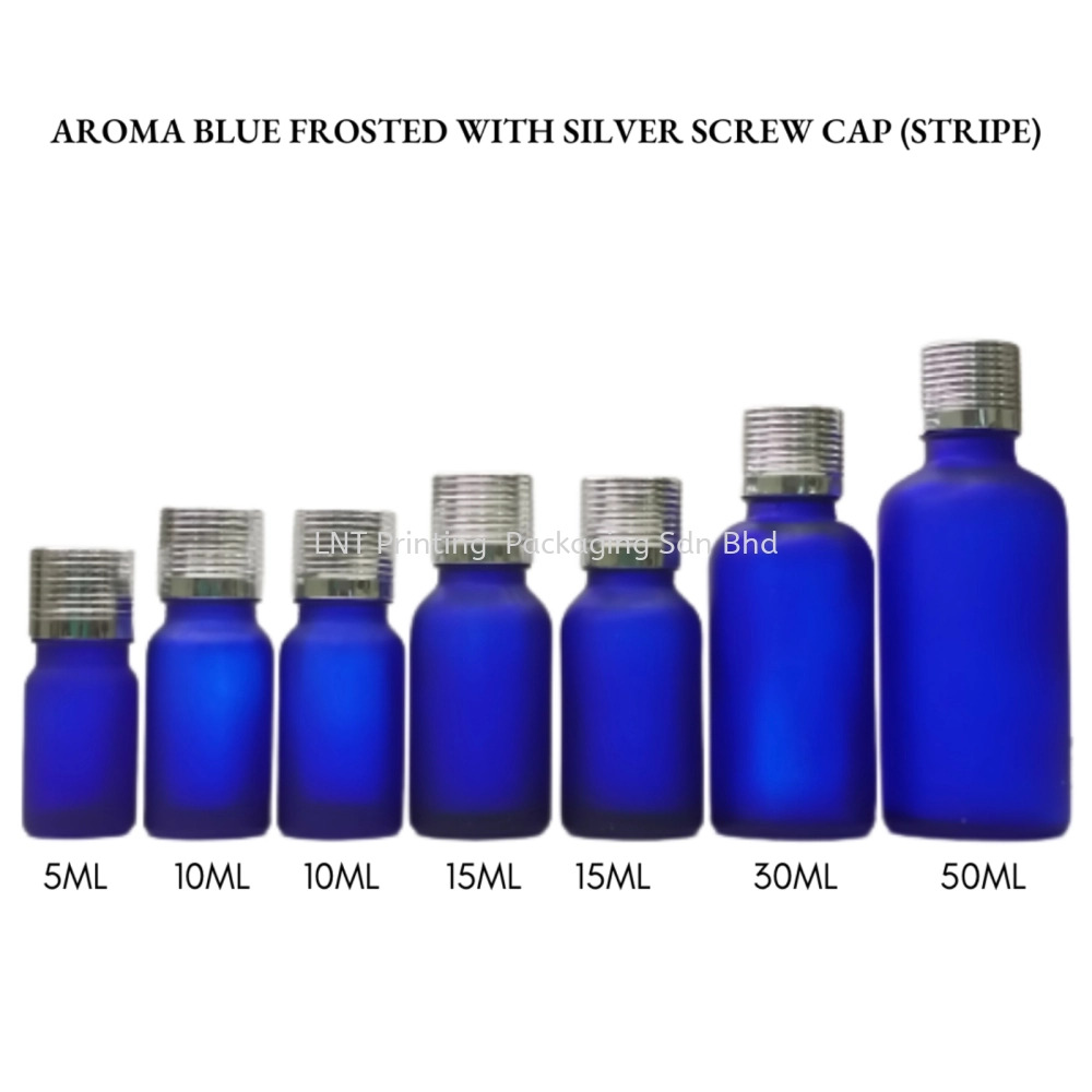 Aroma Blue Frosted Bottle with Silver Cap (STRIPE)
