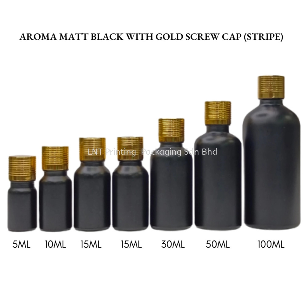Aroma Matt Black Bottle with Gold Screw Cap (STRIPE)