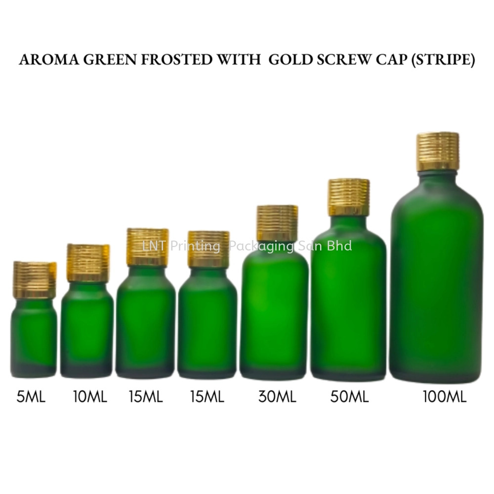 [Aroma Green Frosted] Aroma Green Frosted Bottle with Gold Cap (STRIPE)