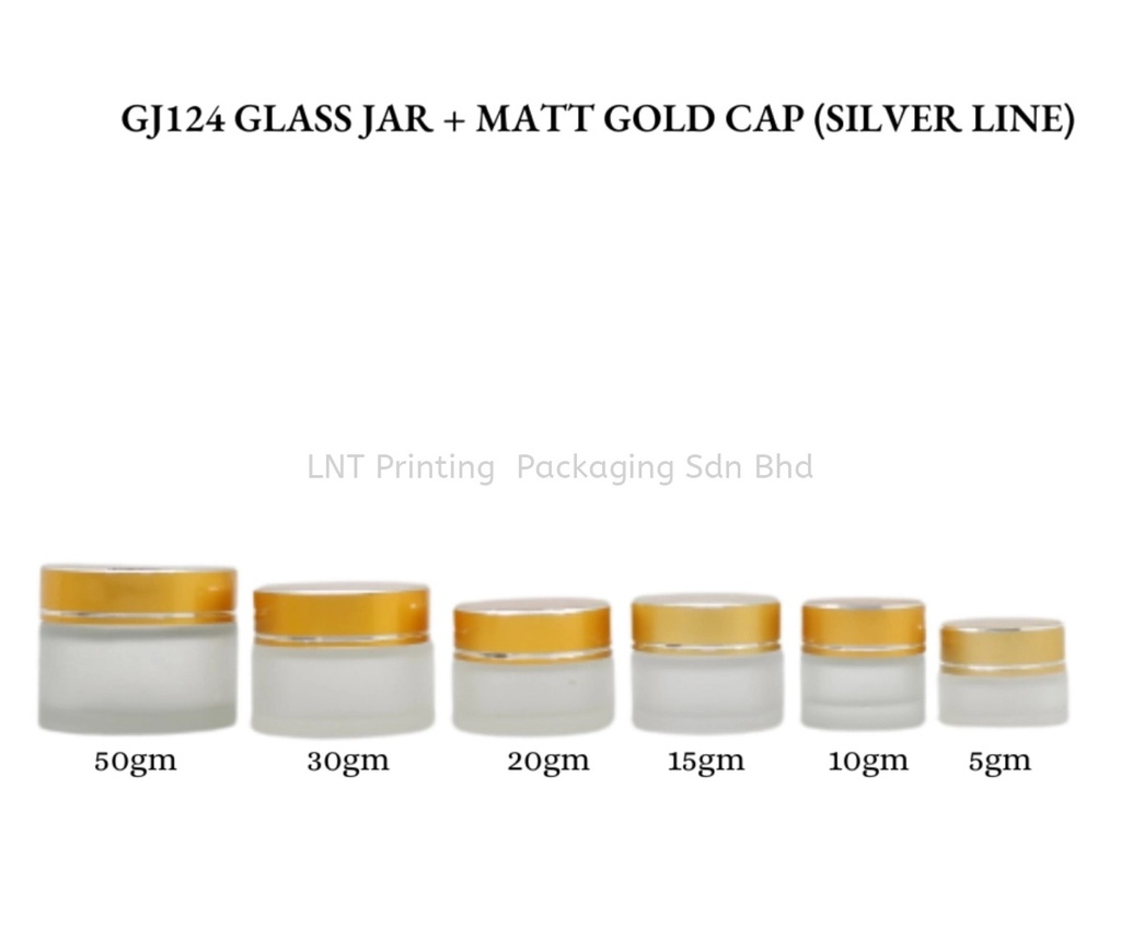 [Glass Jar] GJ124 GLASS JAR + MATT GOLD CAP (SIL.LINE)