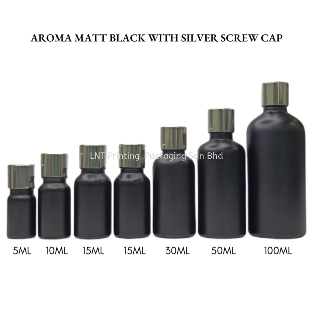 Aroma Matt Black Bottle with Silver Screw Cap