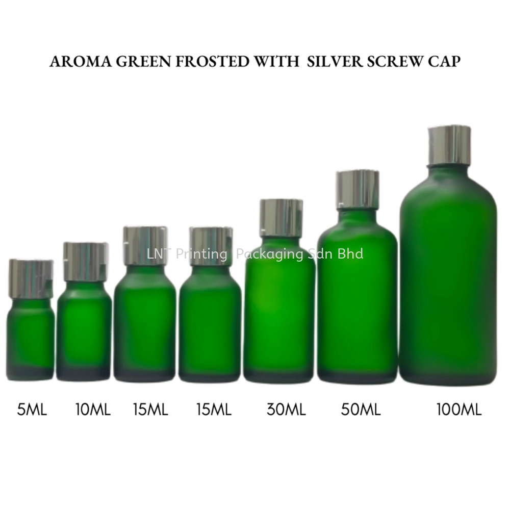 [Aroma Green Frosted] Aroma Green Frosted Bottle with Silver Screw Cap