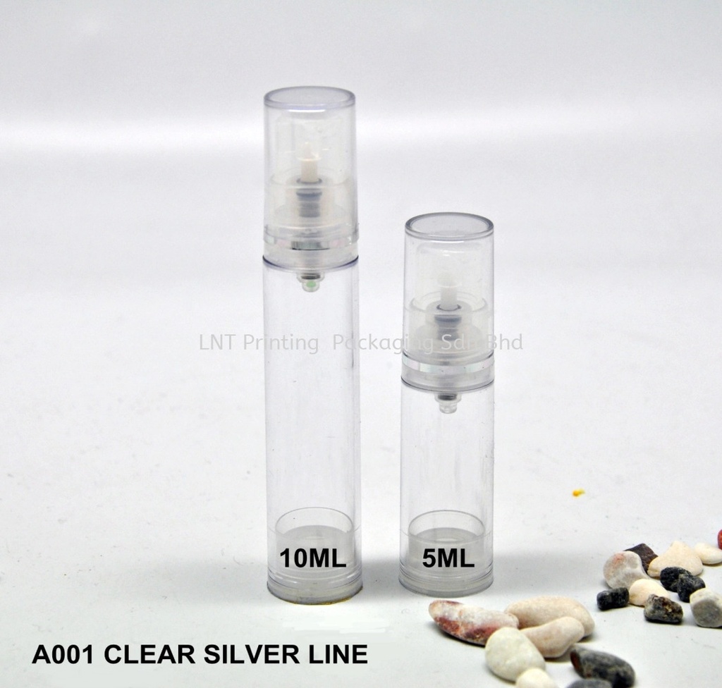 [Airless Bottle] A001 CLEAR AIRLESS BOTTLE + SILVER LINE
