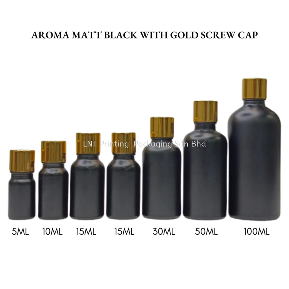 Aroma Matt Black Bottle With Gold Screw Cap
