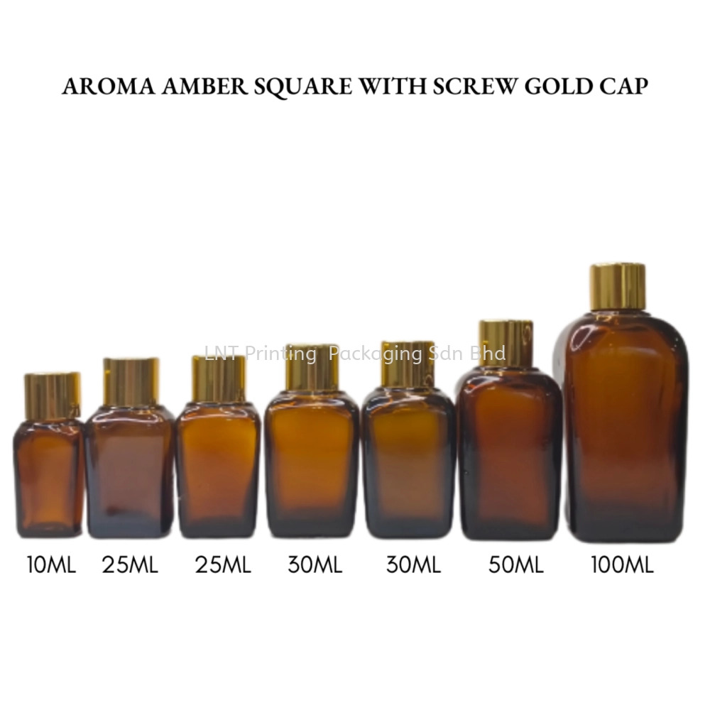 [Aroma Amber Square] Aroma Amber Square Bottle with Gold Screw Cap
