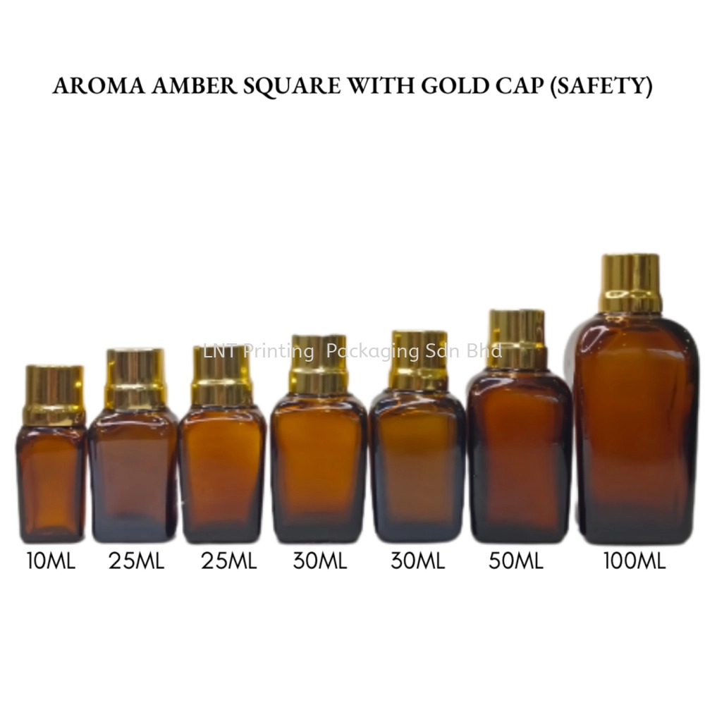 [Aroma Amber Square] Aroma Amber Square Bottle with Gold Cap (SAFETY)