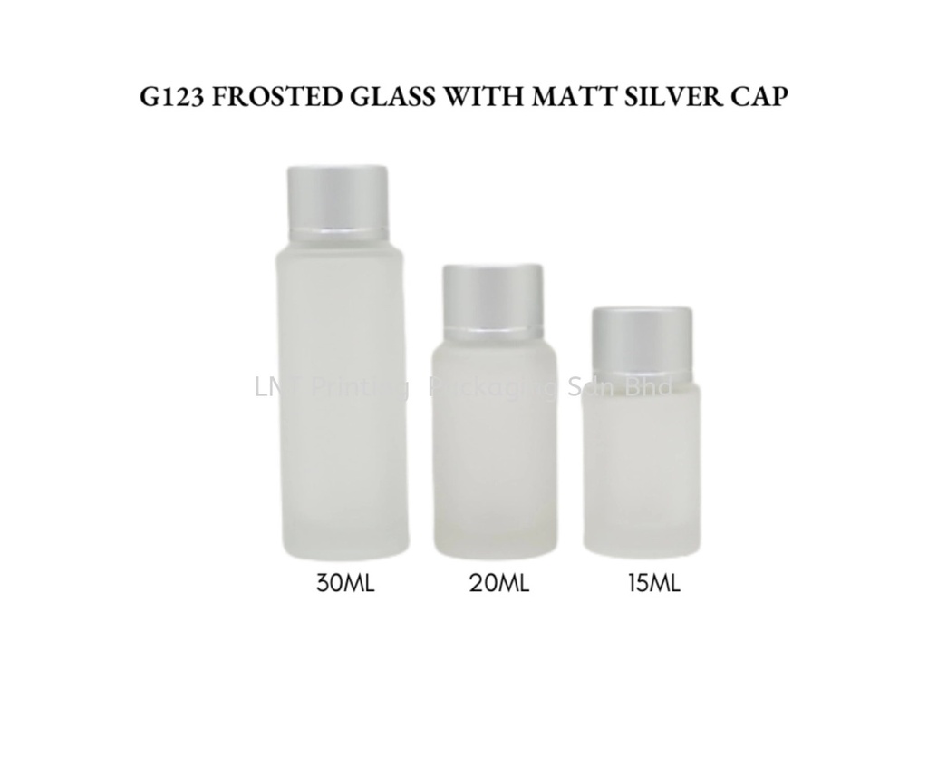 G123 FROSTED GLASS BOTTLE WITH MATT SILVER CAP