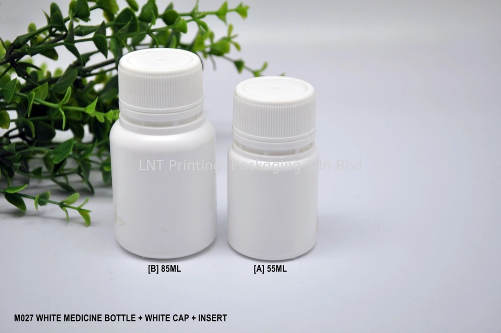 [Medicine Bottle & Eye Dropper] M027 WHITE MEDICINE BOTTLE + WHITE CAP + INSERT