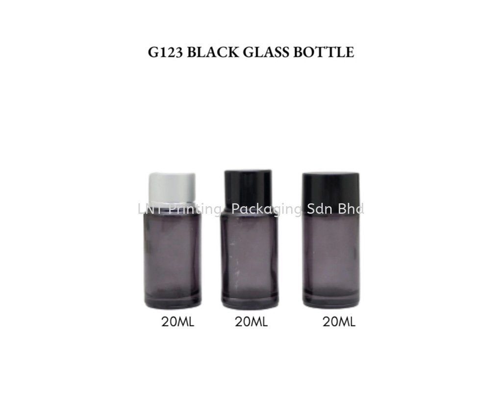 20ml Clear Black Glass Bottle + Cap